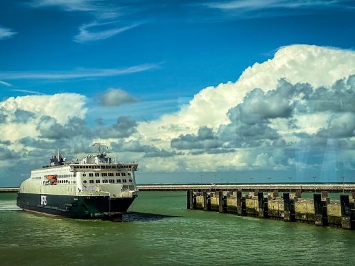 a large boat traveling across a large body of water