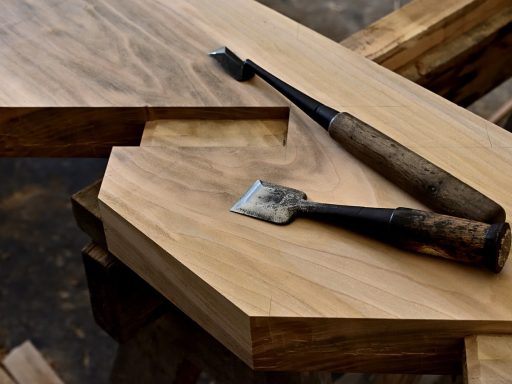 Meubelmaker die een houten kast opmeet in een werkplaats